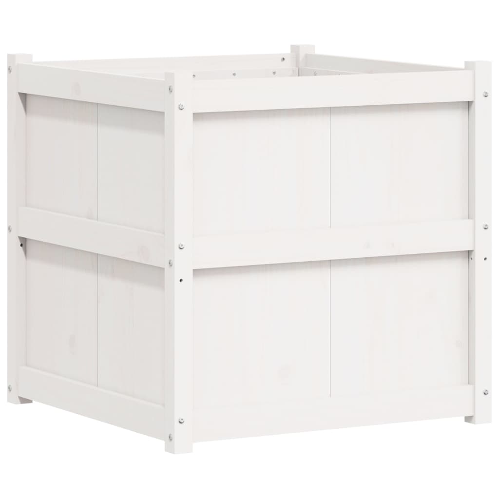 Plantenbak 70X70X70 Cm Massief Grenenhout Wit