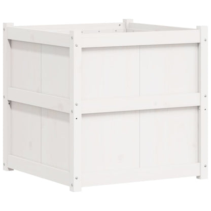 Plantenbak 70X70X70 Cm Massief Grenenhout Wit