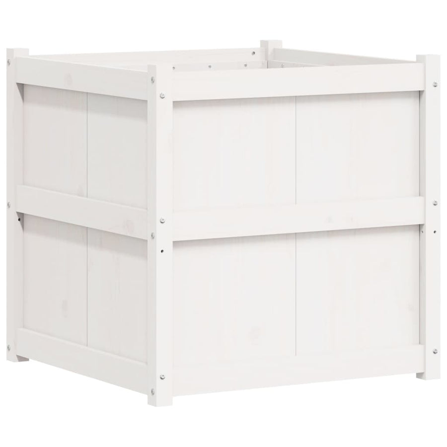 Plantenbak 70X70X70 Cm Massief Grenenhout Wit