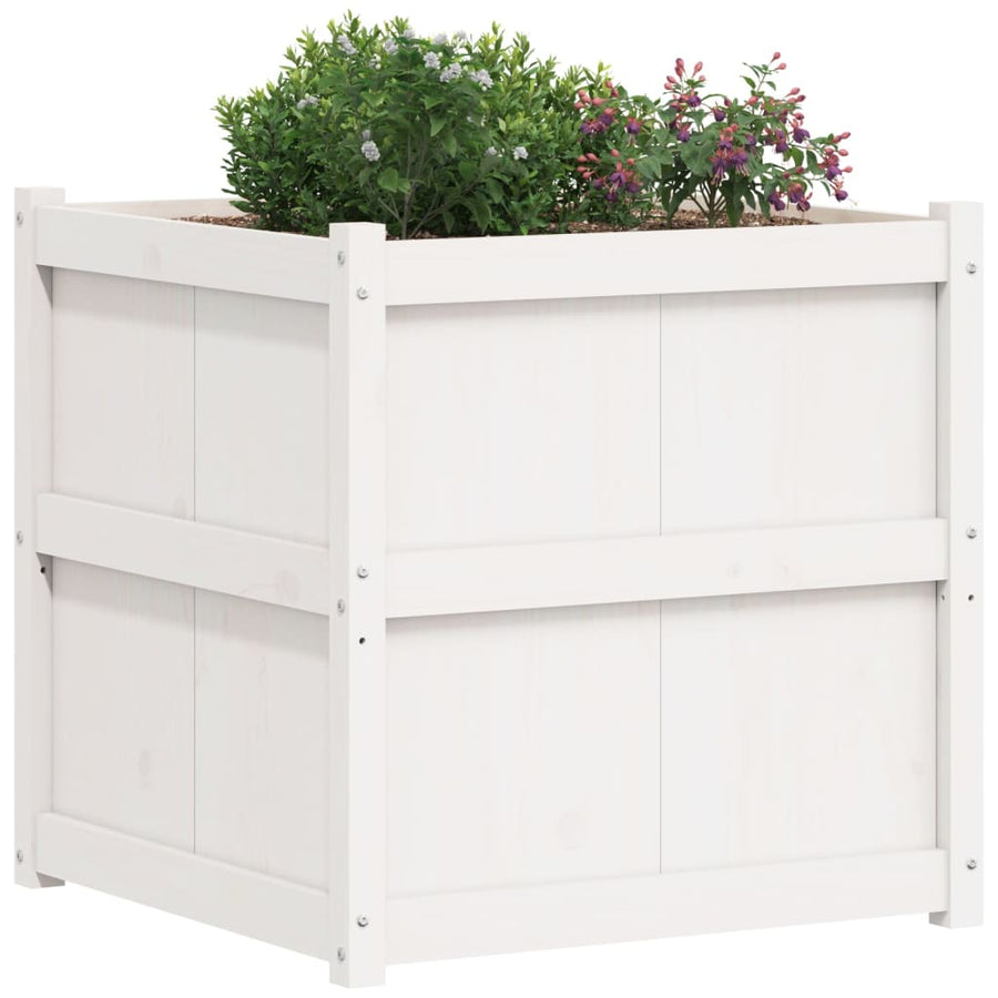 Plantenbak 70X70X70 Cm Massief Grenenhout Wit