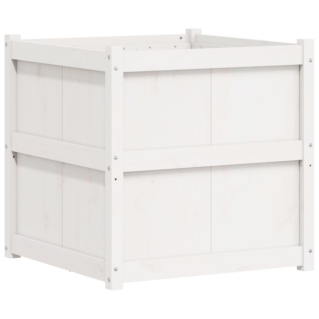 Plantenbak 70X70X70 Cm Massief Grenenhout Wit