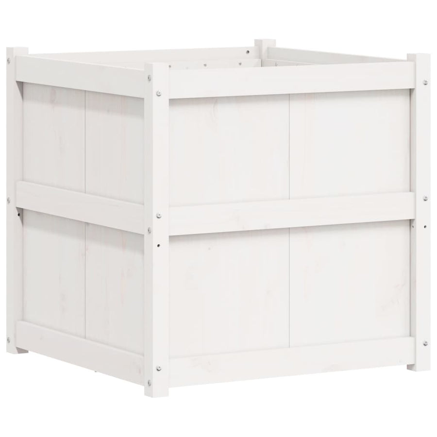 Plantenbak 70X70X70 Cm Massief Grenenhout Wit