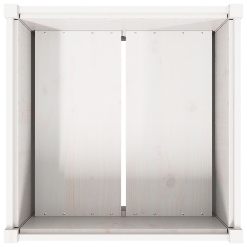 Plantenbak 70X70X70 Cm Massief Grenenhout Wit