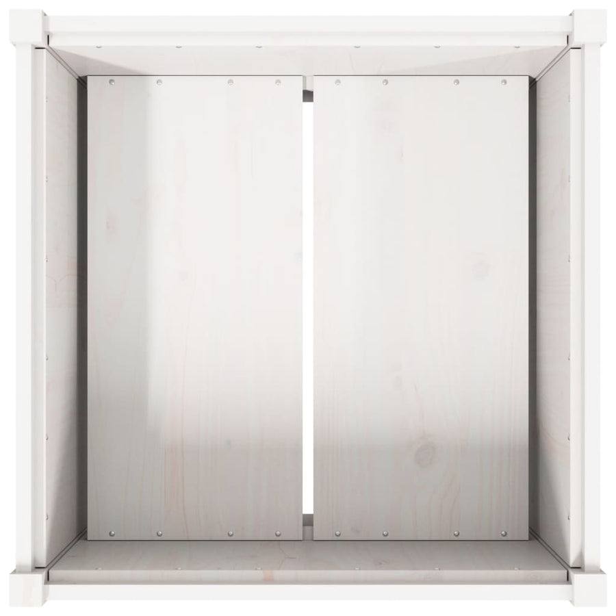 Plantenbak 70X70X70 Cm Massief Grenenhout Wit