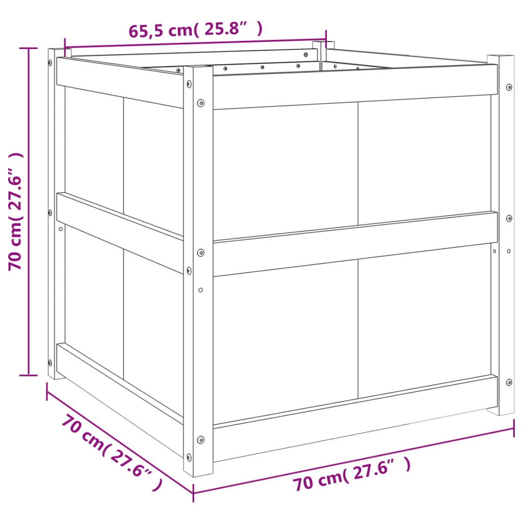 Plantenbak 70X70X70 Cm Massief Grenenhout Wit