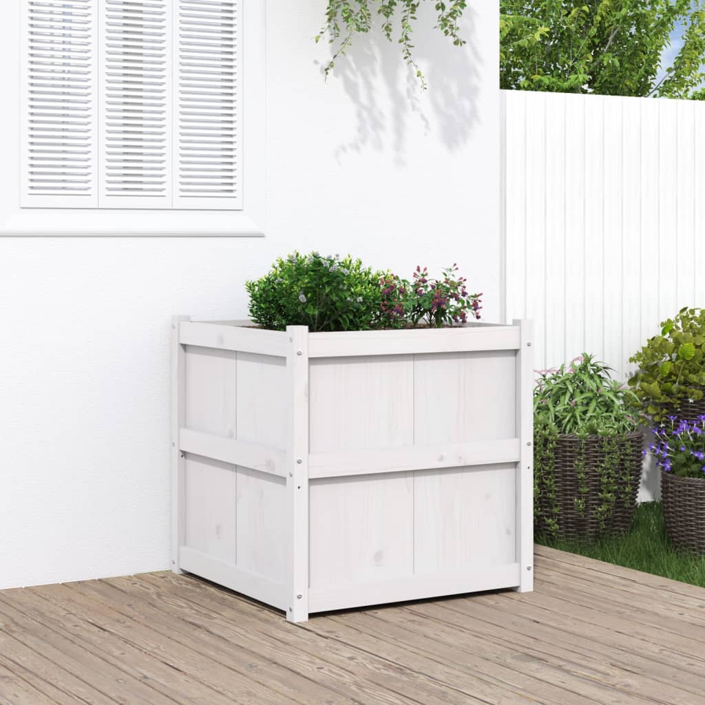 Plantenbak 70X70X70 Cm Massief Grenenhout Wit