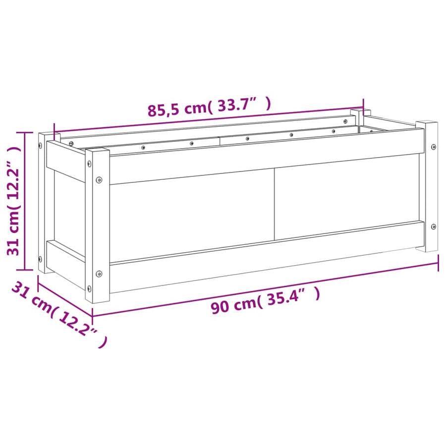 Plantenbak 90X3X3 Cm Massief Grenenhout 1 Natuurlijk grenenhout