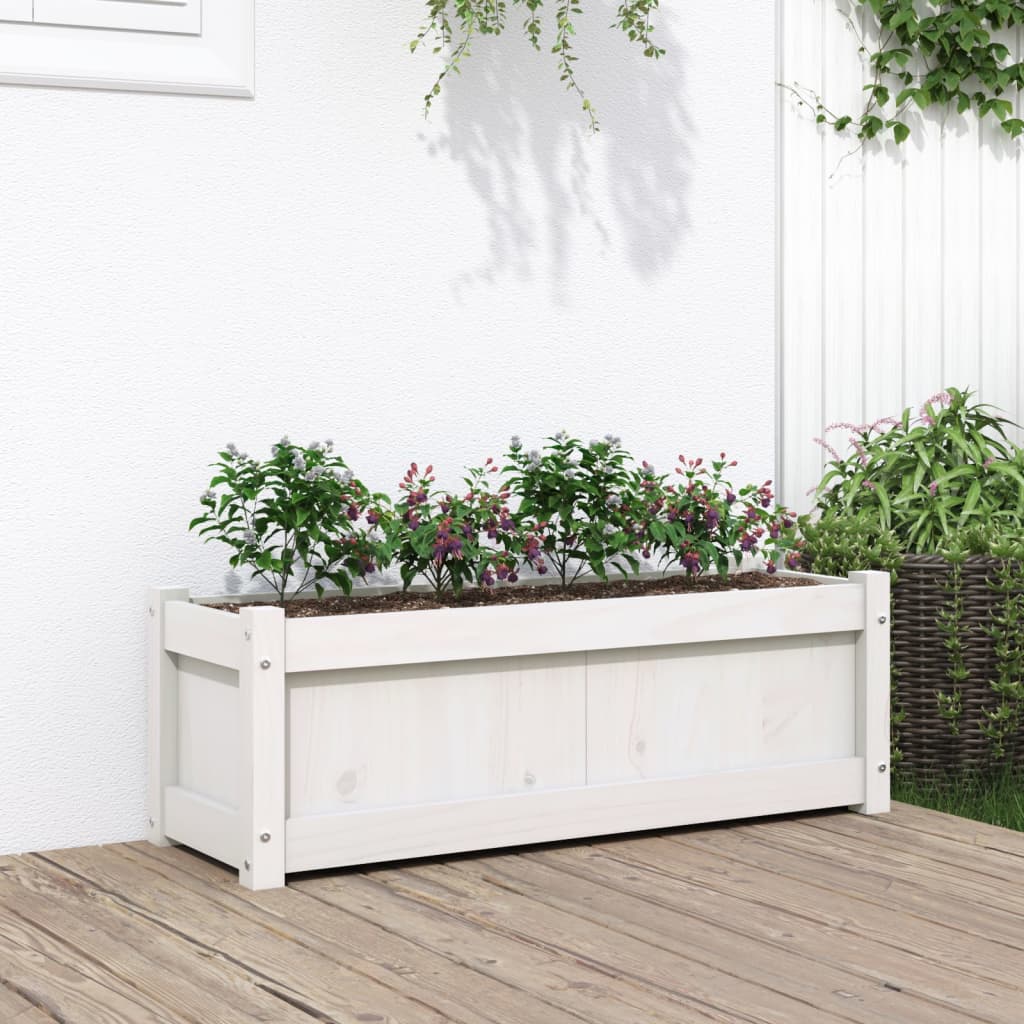 Plantenbak 90X3X3 Cm Massief Grenenhout 1 Wit