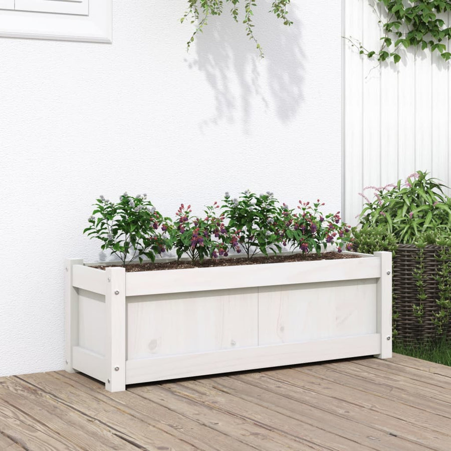 Plantenbak 90X3X3 Cm Massief Grenenhout 1 Wit