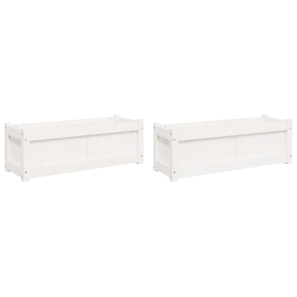 Plantenbakken Cm Massief Grenenhout 2 Wit