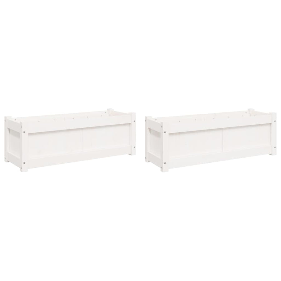 Plantenbakken Cm Massief Grenenhout 2 Wit