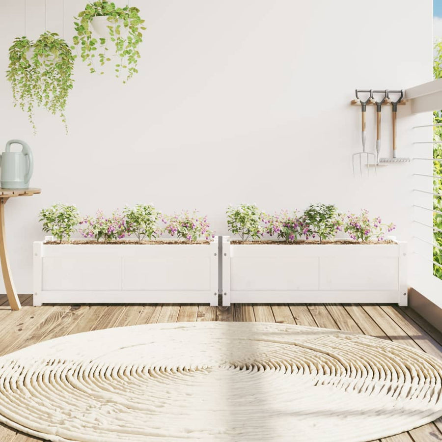 Plantenbakken Cm Massief Grenenhout 2 Wit