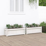 Plantenbak massief grenenhout wit 2 stuks 90x31x31 cm