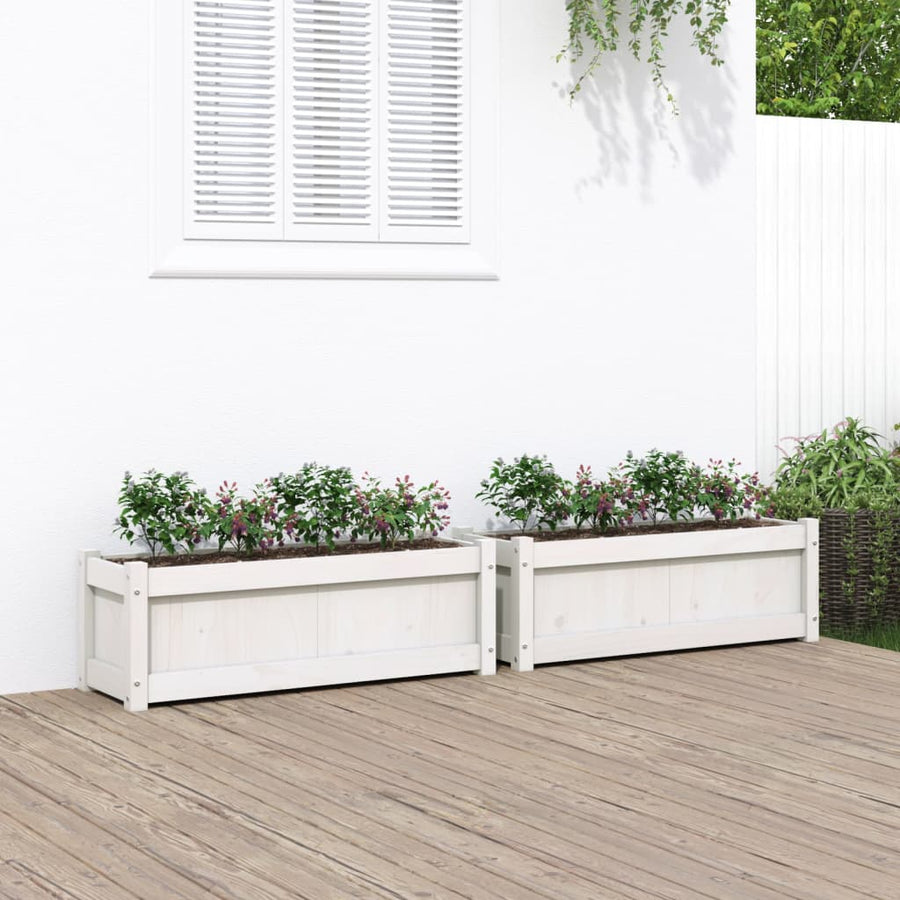 Plantenbakken Cm Massief Grenenhout 2 Wit