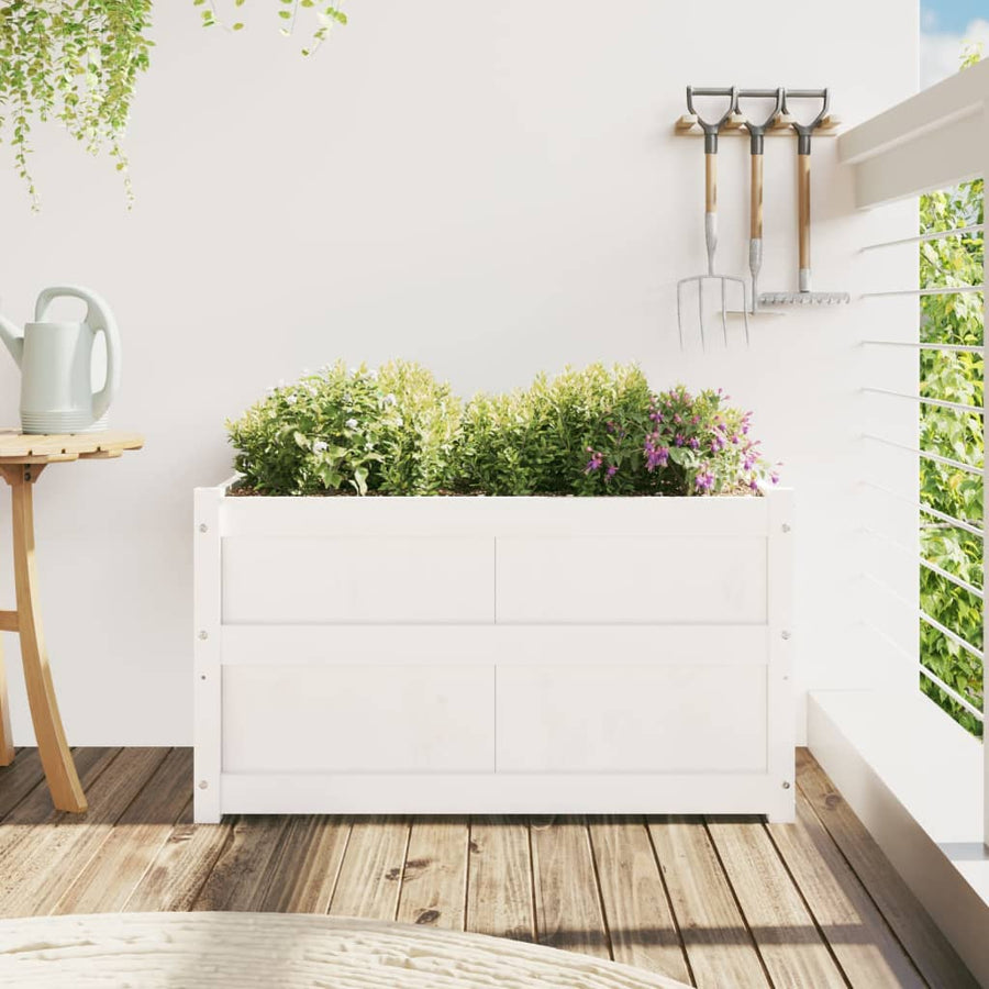 Plantenbak 90X50X50 Cm Massief Grenenhout 1 Wit
