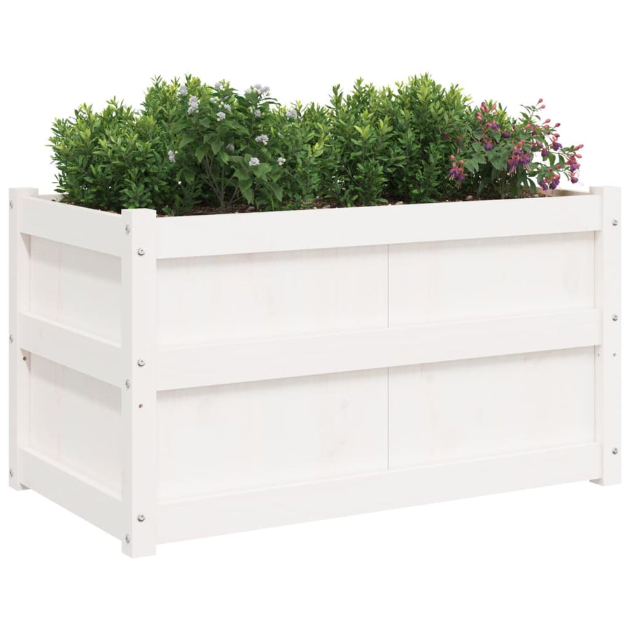 Plantenbak 90X50X50 Cm Massief Grenenhout 1 Wit