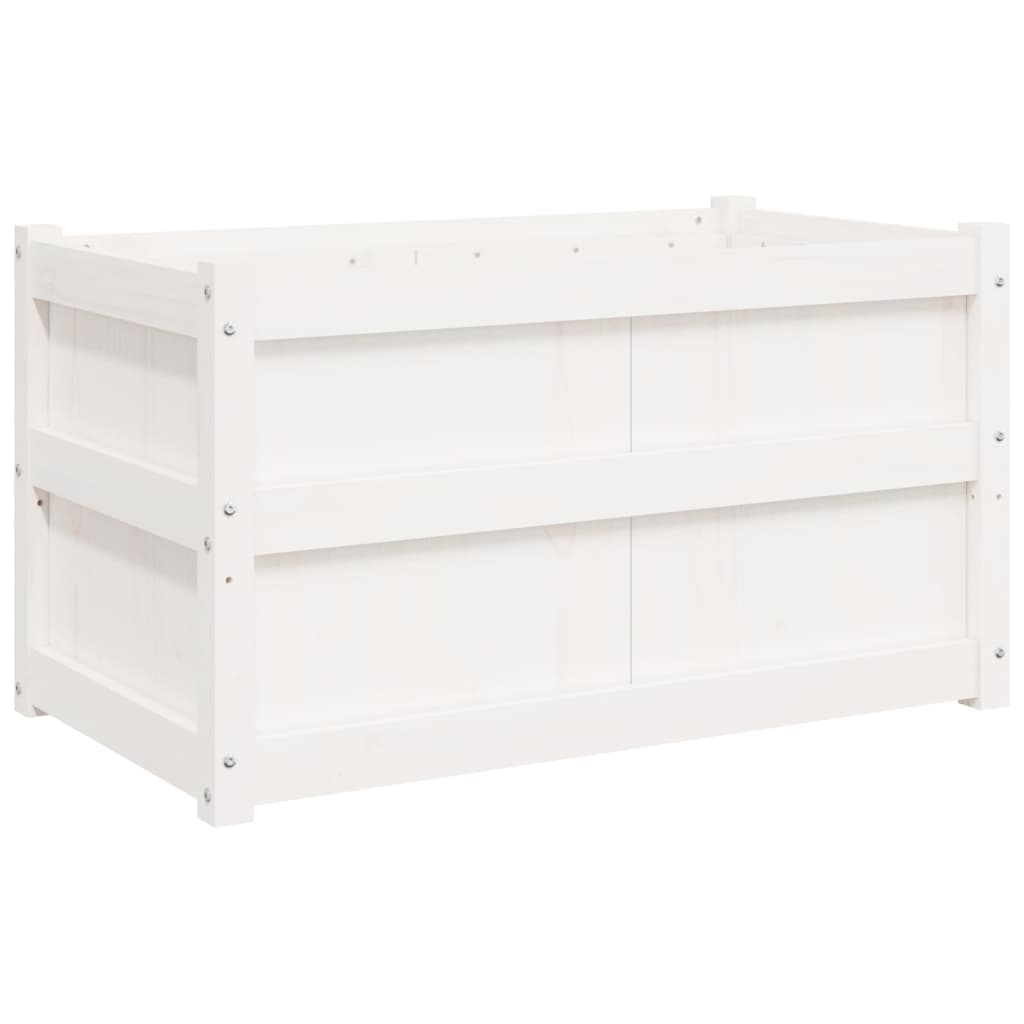Plantenbak 90X50X50 Cm Massief Grenenhout 1 Wit