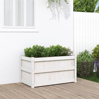 Plantenbak 90X50X50 Cm Massief Grenenhout 1 Wit