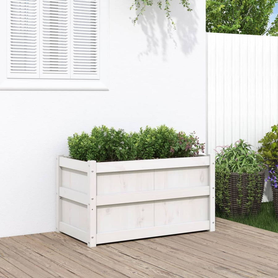 Plantenbak 90X50X50 Cm Massief Grenenhout 1 Wit