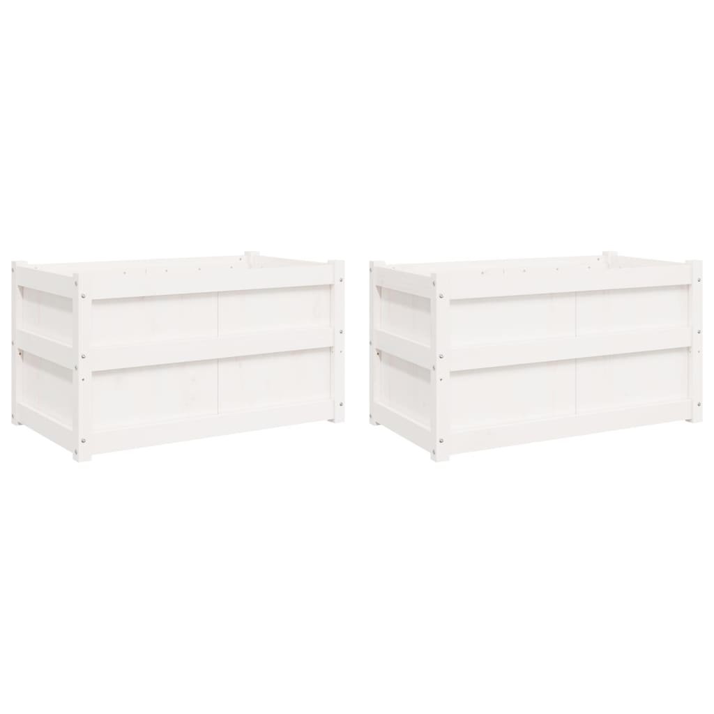 Plantenbakken Cm Massief Grenenhout 2 Wit