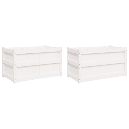 Plantenbakken Cm Massief Grenenhout 2 Wit