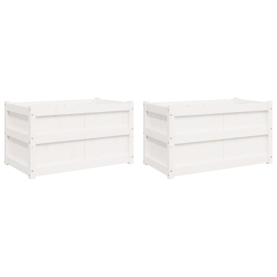 Plantenbakken Cm Massief Grenenhout 2 Wit