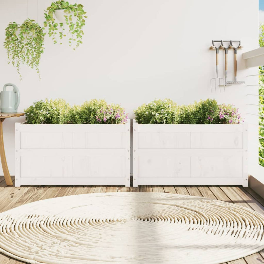 Plantenbakken Cm Massief Grenenhout 2 Wit