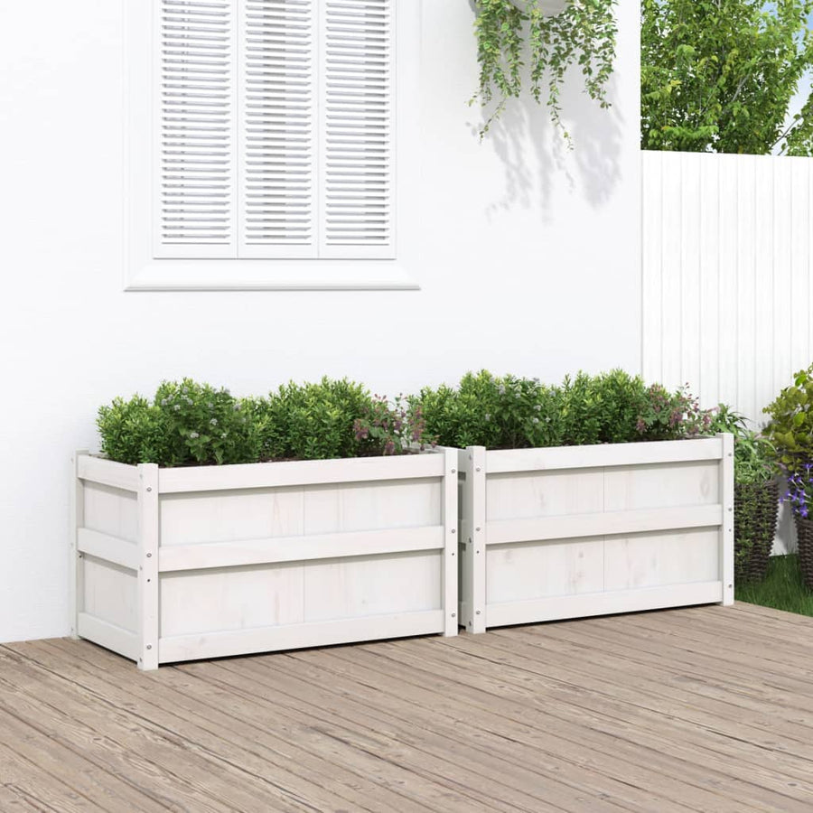 Plantenbakken Cm Massief Grenenhout 2 Wit