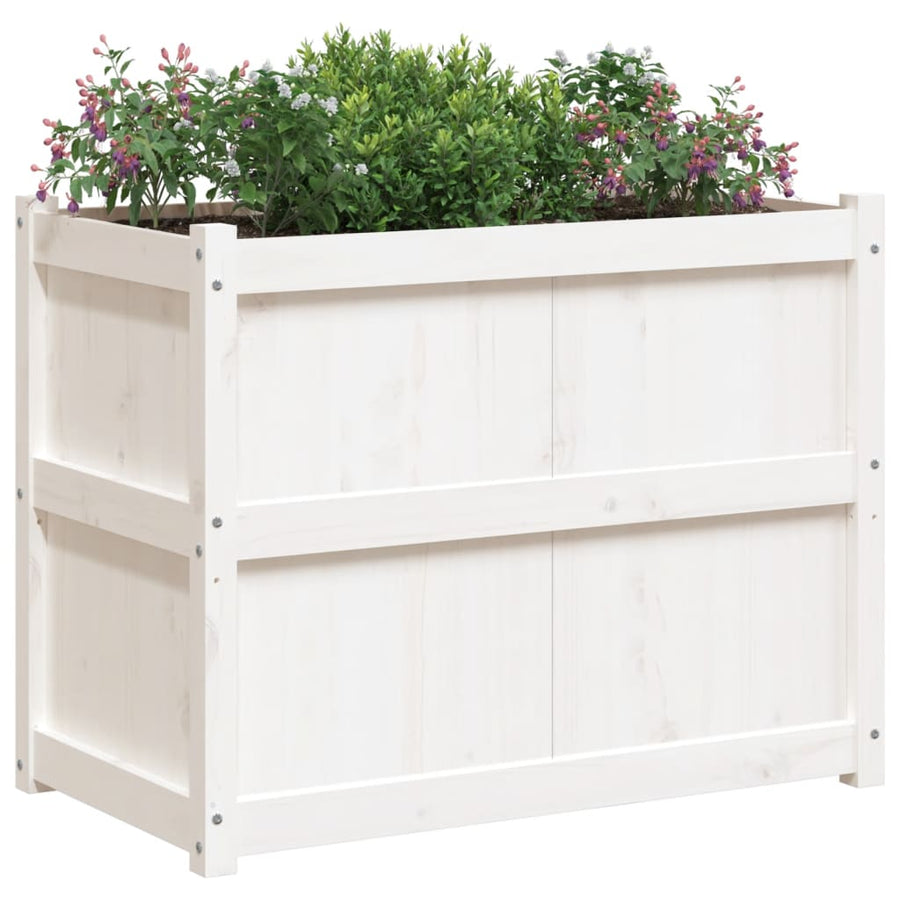 Plantenbak 90X50X70 Cm Massief Grenenhout Wit Wit grenenhout