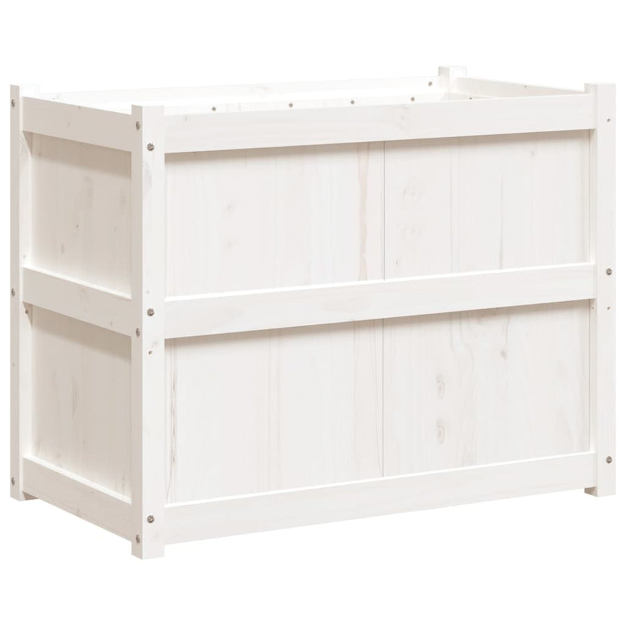 Plantenbak 90X50X70 Cm Massief Grenenhout Wit Wit grenenhout