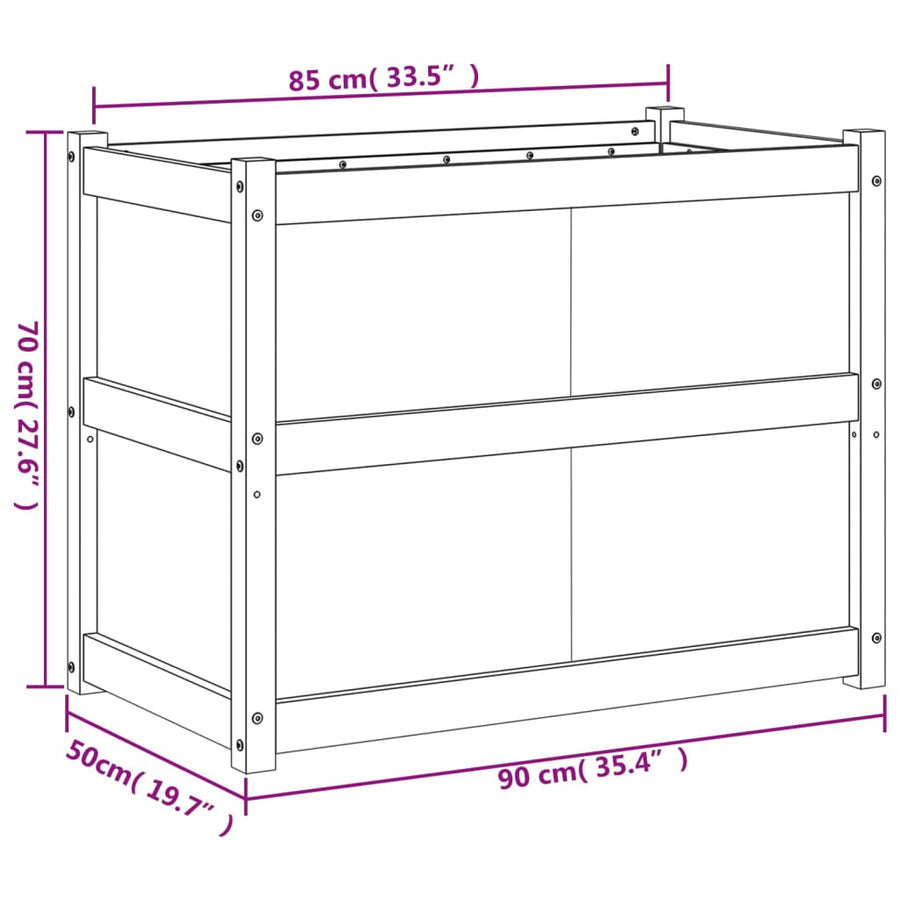 Plantenbak 90X50X70 Cm Massief Grenenhout Wit Wit grenenhout