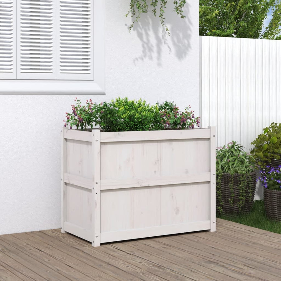 Plantenbak 90X50X70 Cm Massief Grenenhout Wit Wit grenenhout