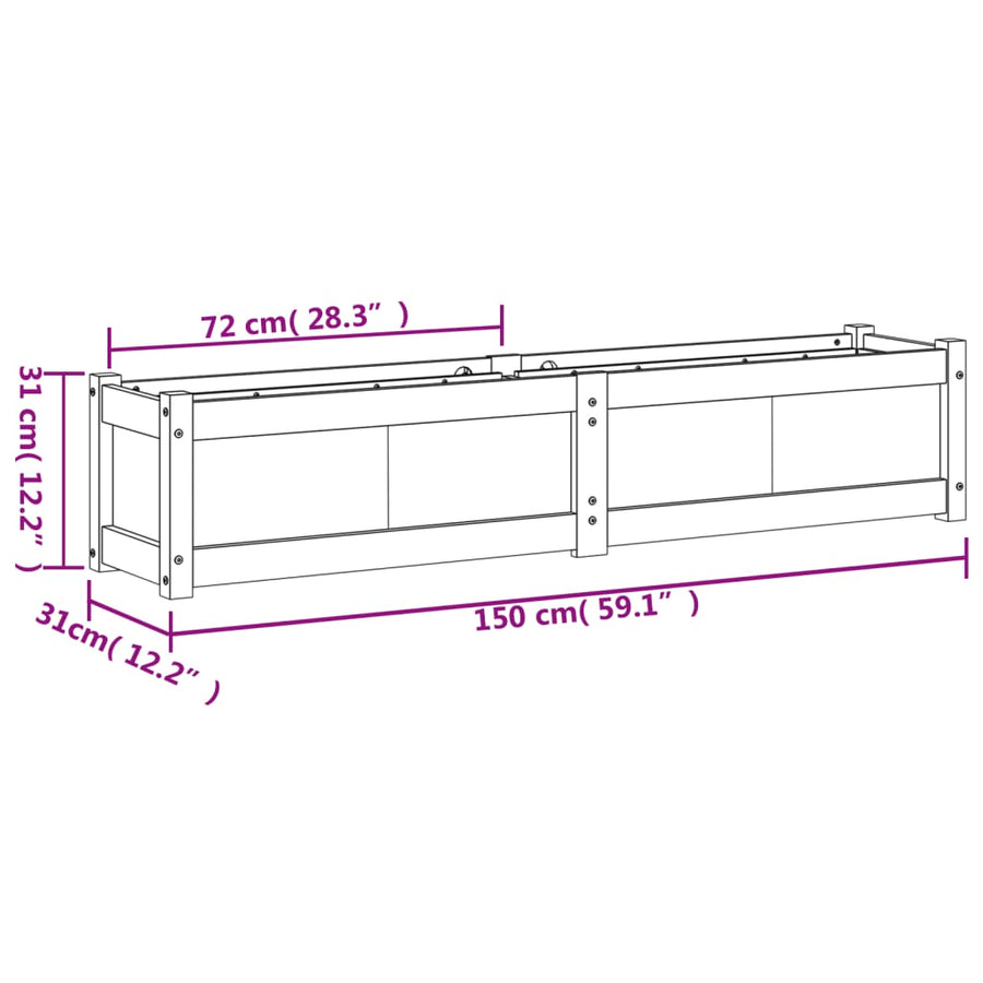 Plantenbak 50X3X3 Cm Massief Grenenhout 1 Natuurlijk grenenhout