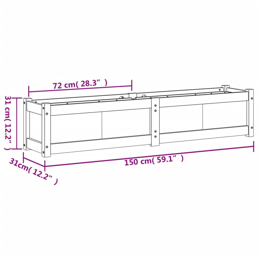 Plantenbak 50X3X3 Cm Massief Grenenhout Wit 1 Wit grenenhout