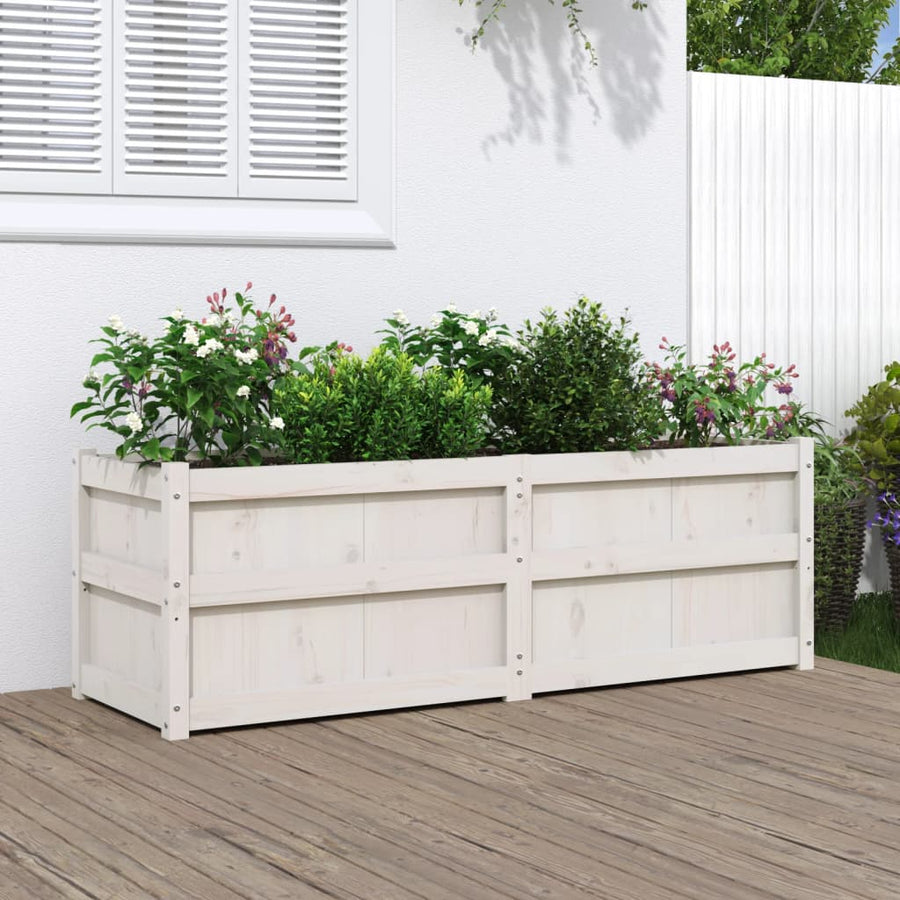 Plantenbak 50X50X50 Cm Massief Grenenhout Wit Wit grenenhout
