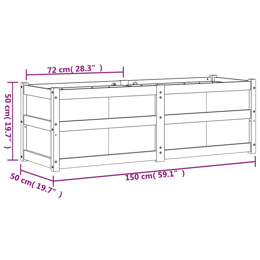 Plantenbak 150X50X50 Cm Massief Grenenhout Waxbruin