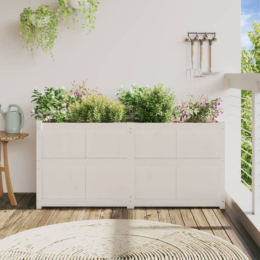 Plantenbak 50X50X70 Cm Massief Grenenhout Wit Wit grenenhout