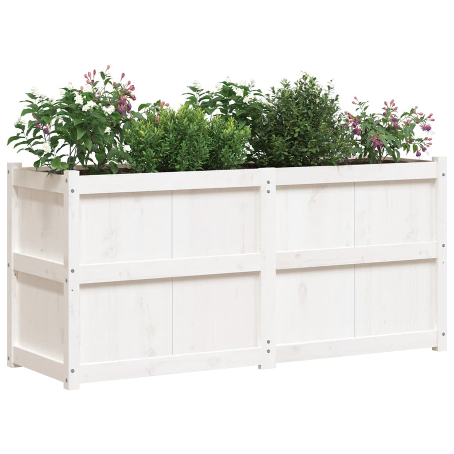 Plantenbak 50X50X70 Cm Massief Grenenhout Wit Wit grenenhout