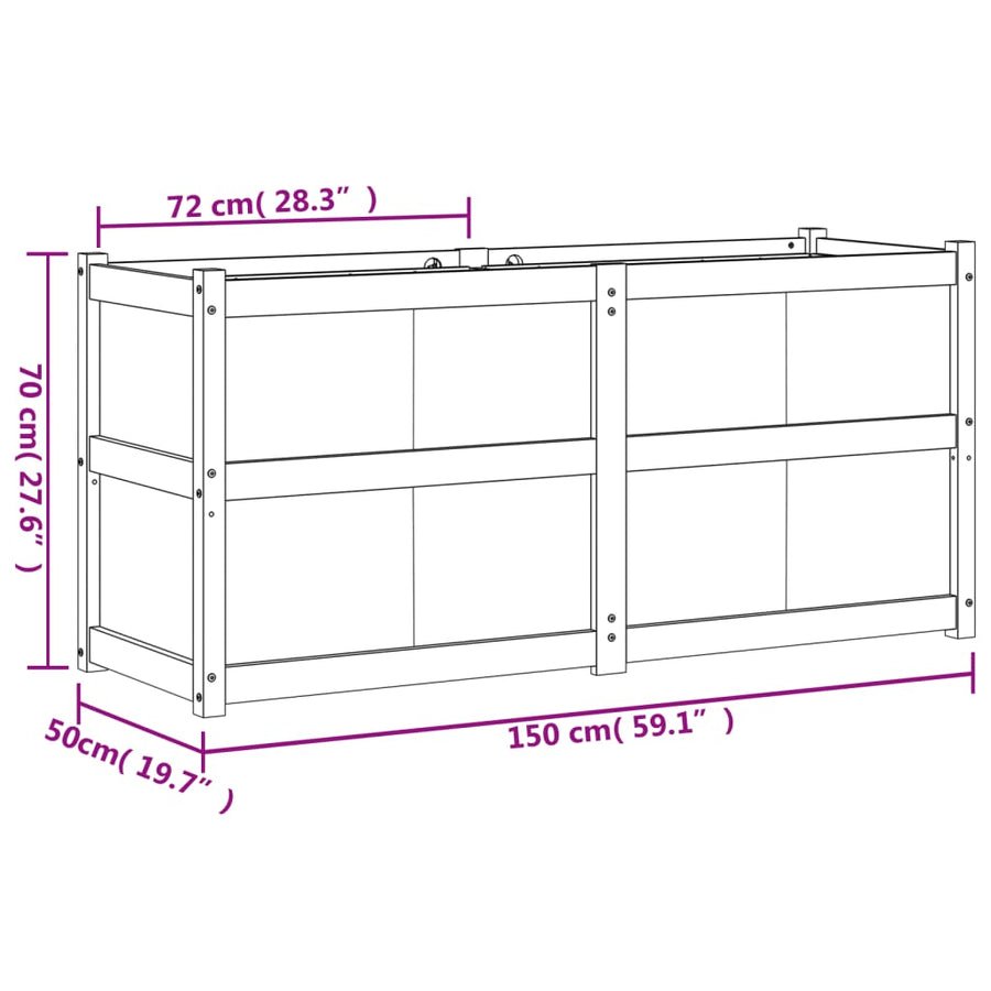 Plantenbak 50X50X70 Cm Massief Grenenhout Wit Wit grenenhout