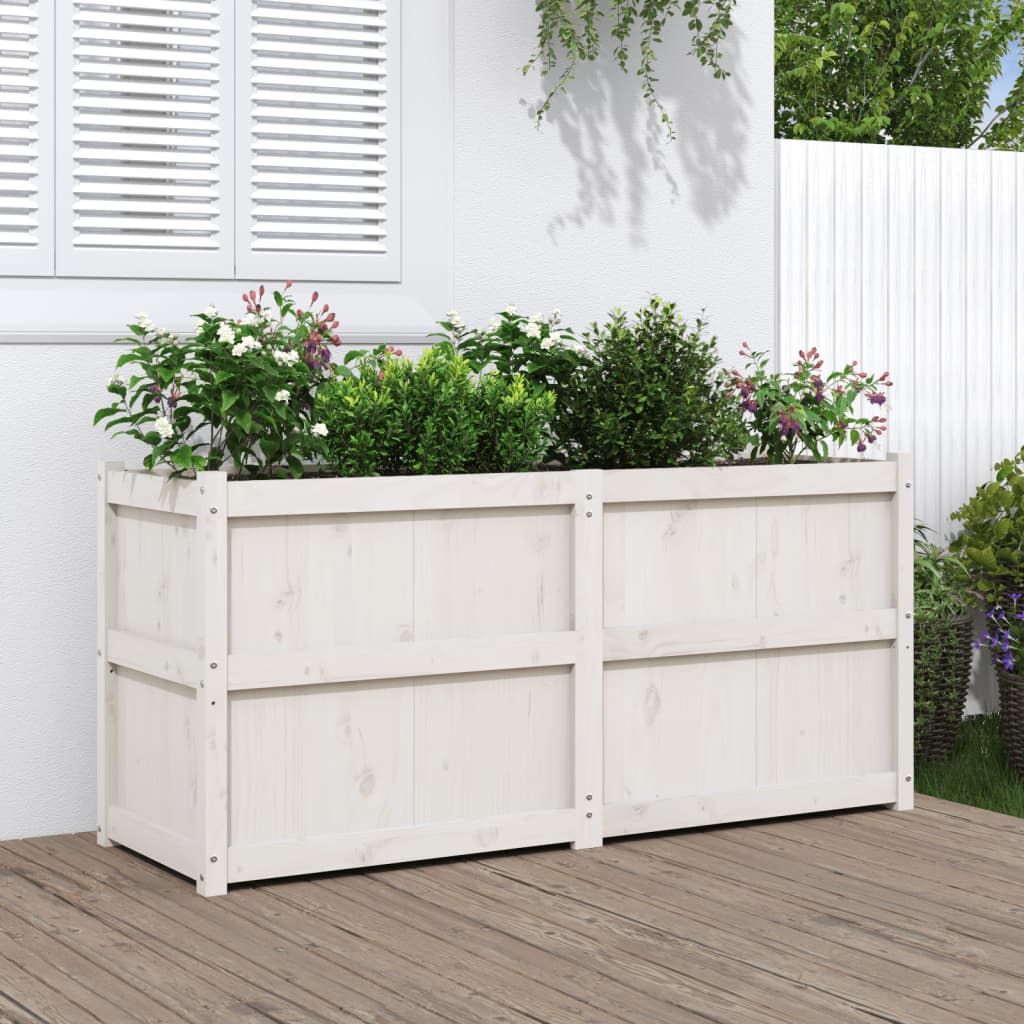 Plantenbak 50X50X70 Cm Massief Grenenhout Wit Wit grenenhout