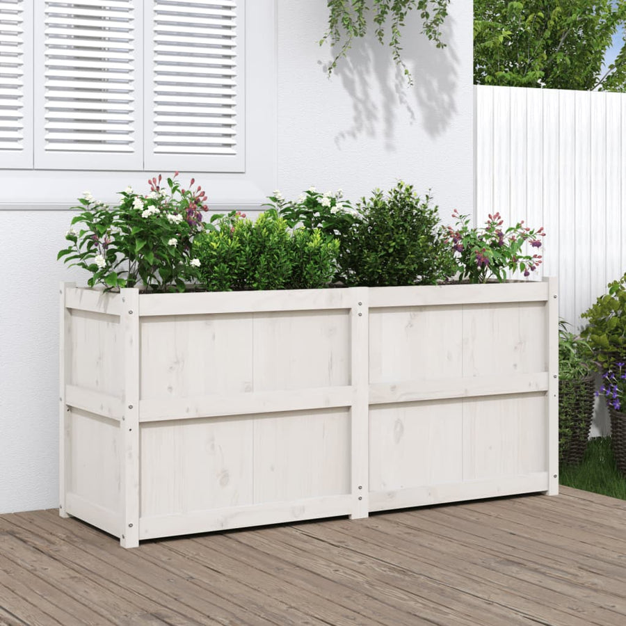 Plantenbak 50X50X70 Cm Massief Grenenhout Wit Wit grenenhout