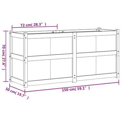Plantenbak 150X50X70 Cm Massief Grenenhout Wasbruin Bruingrenen