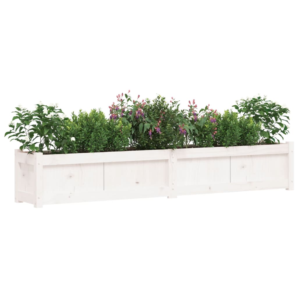 Plantenbak 180X31X31 Cm Massief Grenenhout Wit 1