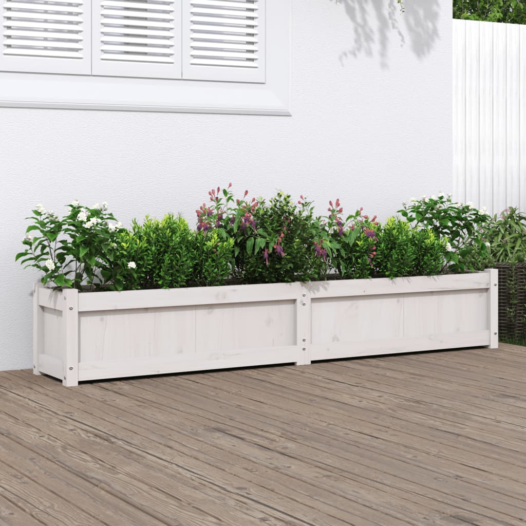 Plantenbak 180X31X31 Cm Massief Grenenhout Wit 1