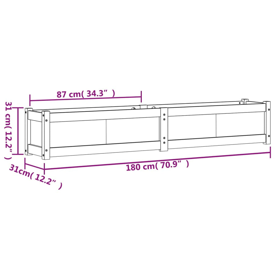Plantenbak 80X3X3 Cm Geïmpregneerd Grenenhout 1 Naturel geïmpregneerd