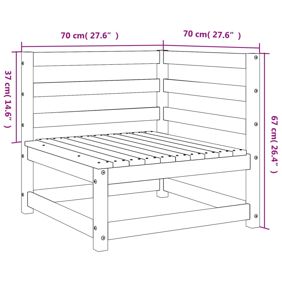 Tuinhoekbanken 2 St 70X70X67 Cm Geïmpregneerd Grenenhout Naturel geïmpregneerd Hoekbank (2 st)