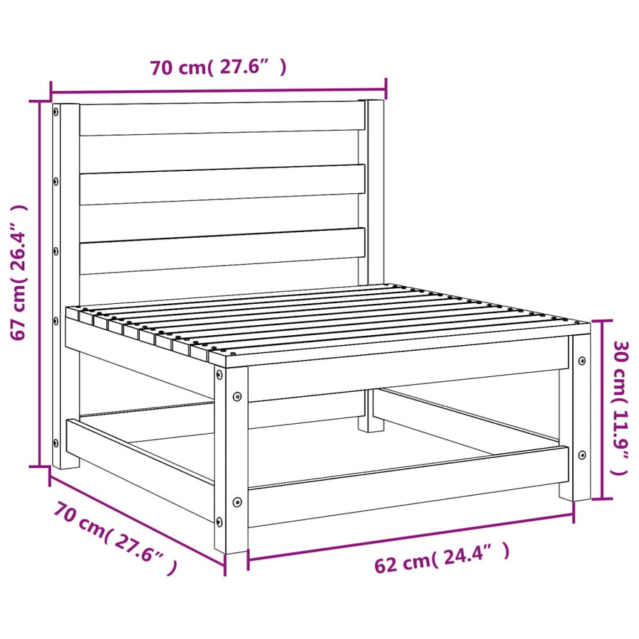Tuinbank Zonder Armleuningen 70X70X67 Cm Massief Grenenhout Wit Wit grenenhout Stoel