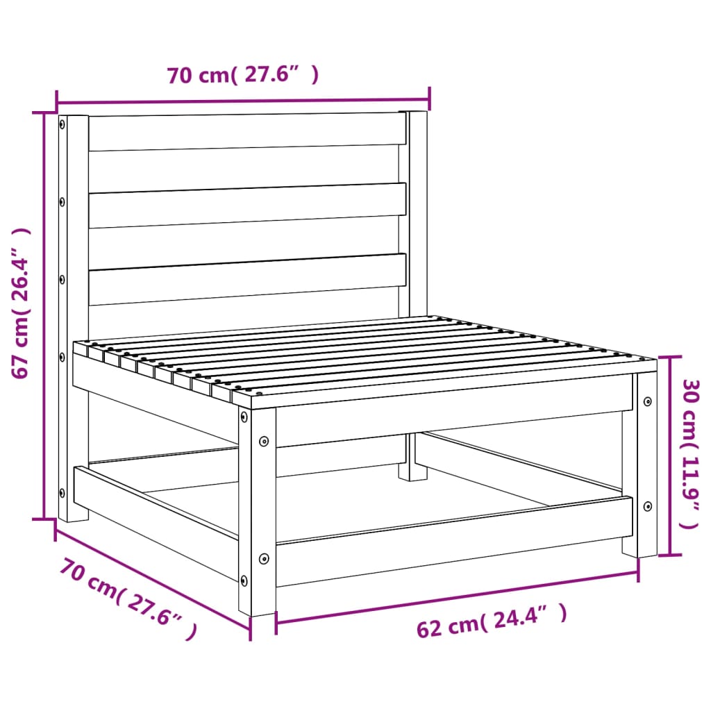 Tuinbank Zonder Armleuningen 70X70X67 Cm Grenenhout Wasbruin Bruingrenen Stoel