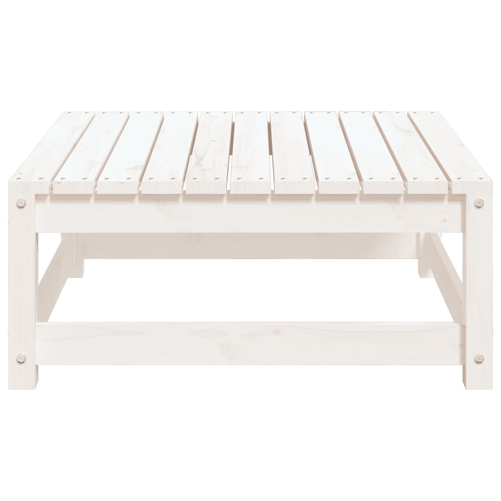 Tuinvoetenbank 70X70X30 Cm Massief Grenenhout Wit Wit grenenhout Voetensteun
