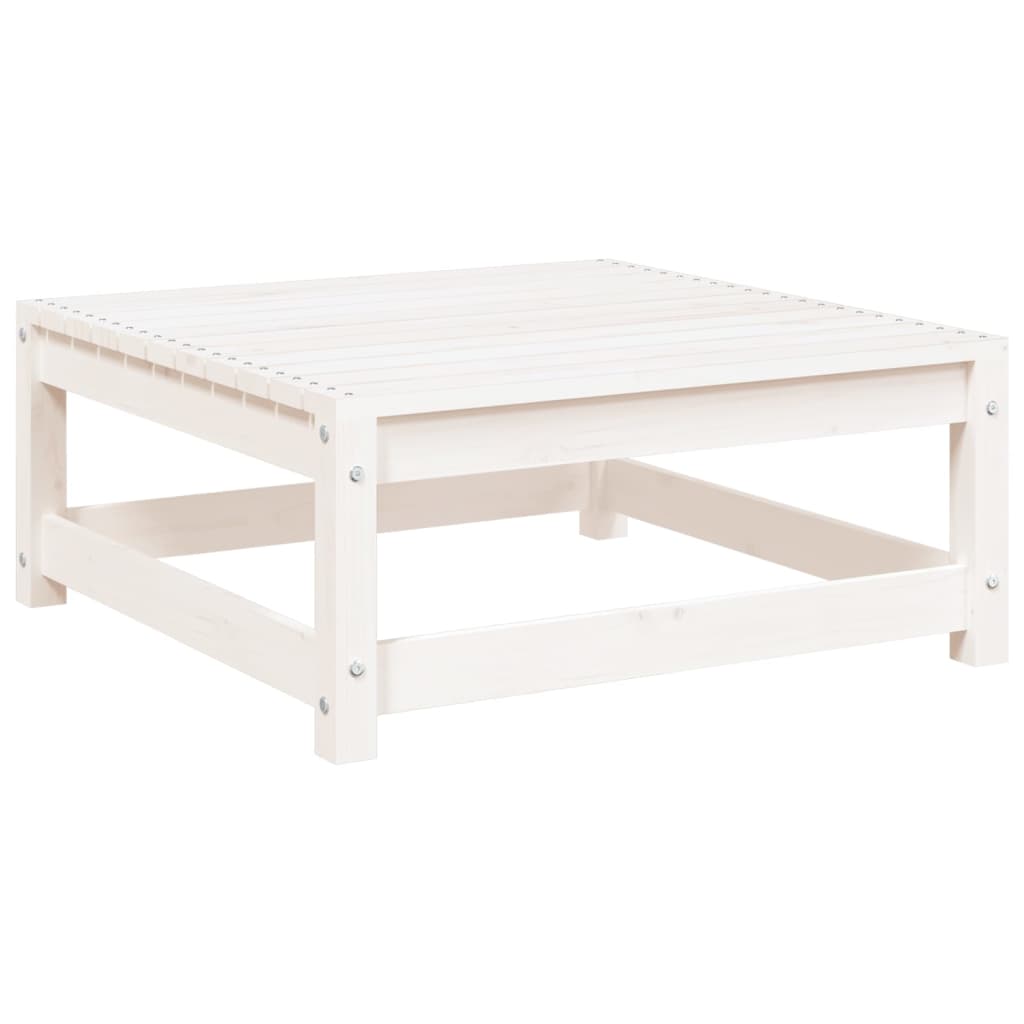 Tuinvoetenbank 70X70X30 Cm Massief Grenenhout Wit Wit grenenhout Voetensteun